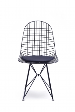 Стул обеденный Stool group Eiffel AFR-18B-P1 BL/BL из металла цвет черный с подушкой из черной экокожи
