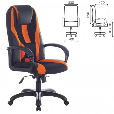 Кресло игровое BRABIX PREMIUM Rapid GM-102 Черный-оранжевый