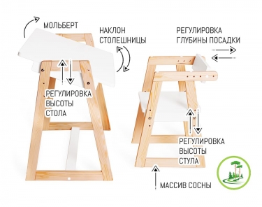 Детская растущая парта и стул Я САМ Краски Оранжевый