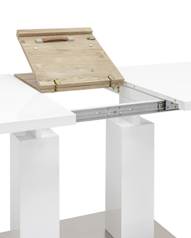 Стол обеденный раскладной, Stool group Сиэтл, 140-180х90, глянцевый белый