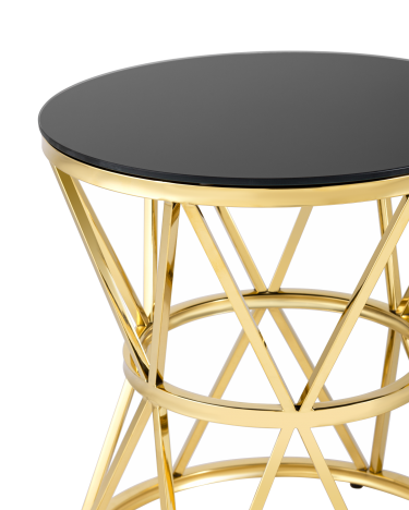 Журнальный столик Stool group ВИВА, 50х50, стекло черное, сталь золото