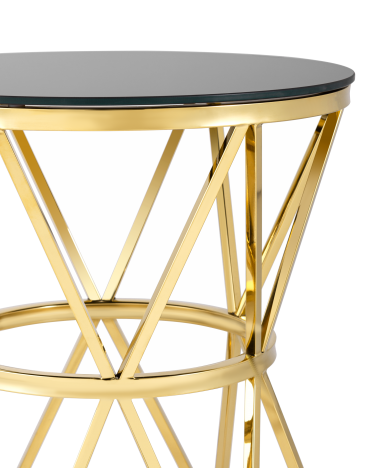 Журнальный столик Stool group ВИВА, 50х50, стекло черное, сталь золото