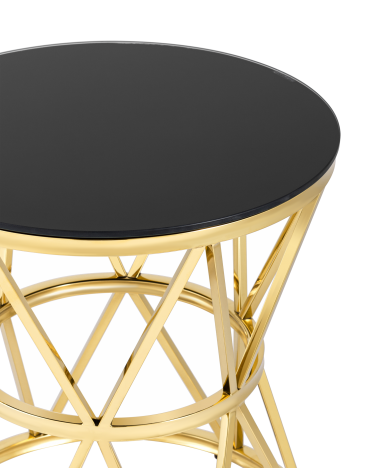 Журнальный столик Stool group ВИВА, 50х50, стекло черное, сталь золото