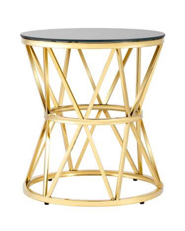 Журнальный столик Stool group ВИВА, 50х50, стекло черное, сталь золото