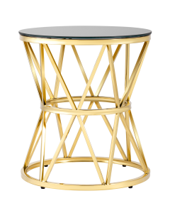 Журнальный столик Stool group ВИВА, 50х50, стекло черное, сталь золото
