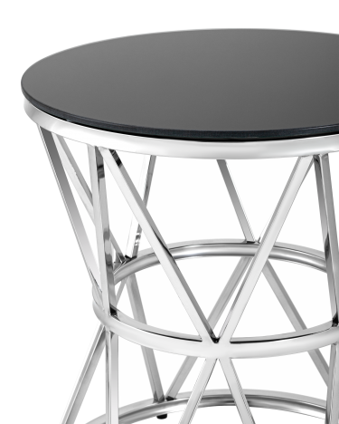 Журнальный столик Stool group ВИВА, 50х50 стекло черное, сталь серебро 