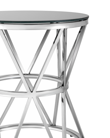 Журнальный столик Stool group ВИВА, 50х50 стекло черное, сталь серебро 