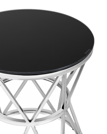 Журнальный столик Stool group ВИВА, 50х50 стекло черное, сталь серебро 