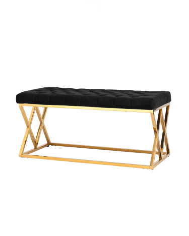 Банкетка-скамейка Stool group ИНСИГНИЯ, вельвет черный, сталь золото