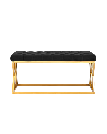 Банкетка-скамейка Stool group ИНСИГНИЯ, вельвет черный, сталь золото