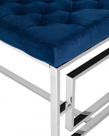 Банкетка-скамейка Stool group БРУКЛИН, вельвет синий, сталь серебро