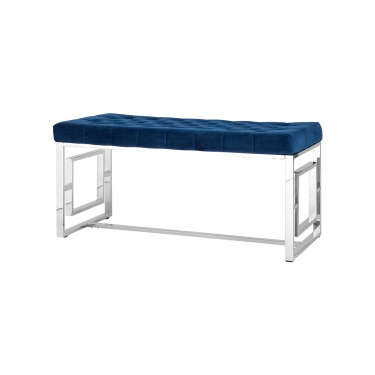 Банкетка-скамейка Stool group БРУКЛИН, вельвет синий, сталь серебро