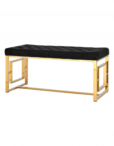 Банкетка-скамейка Stool group БРУКЛИН, вельвет черный, сталь золото