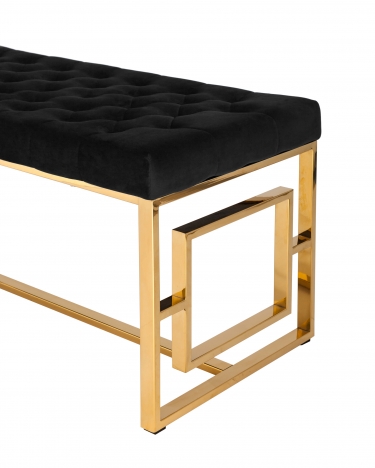 Банкетка-скамейка Stool group БРУКЛИН, вельвет черный, сталь золото