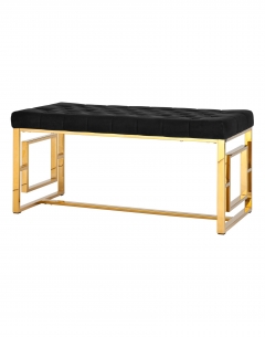 Банкетка-скамейка Stool group БРУКЛИН, вельвет черный, сталь золото