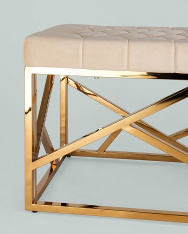 Банкетка-скамейка Stool group АРТ ДЕКО, вельвет бежевый, сталь золото