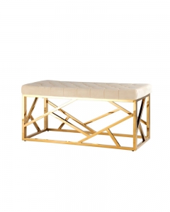 Банкетка-скамейка Stool group АРТ ДЕКО, вельвет бежевый, сталь золото