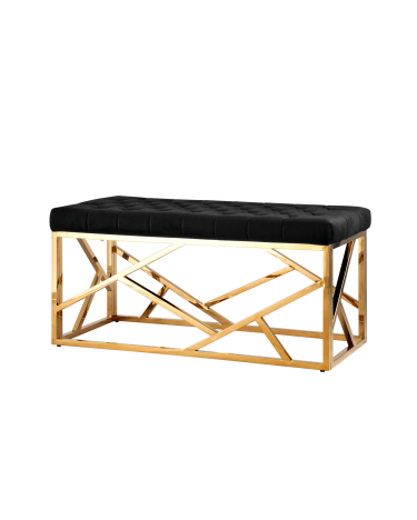 Банкетка-скамейка Stool group АРТ ДЕКО, вельвет черный, сталь золото