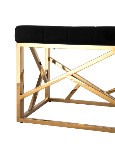 Банкетка-скамейка Stool group АРТ ДЕКО, вельвет черный, сталь золото