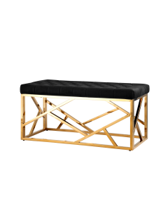 Банкетка-скамейка Stool group АРТ ДЕКО, вельвет черный, сталь золото
