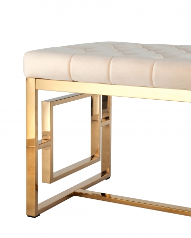 Банкетка-скамейка Stool group БРУКЛИН, вельвет бежевый, сталь золото