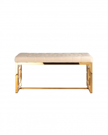 Банкетка-скамейка Stool group БРУКЛИН, вельвет бежевый, сталь золото