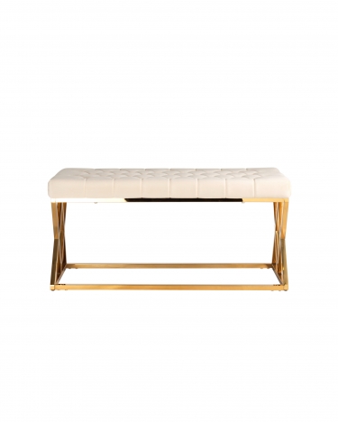 Банкетка-скамейка Stool group ИНСИГНИЯ, вельвет бежевый, сталь золото