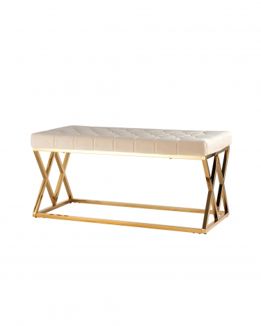 Банкетка-скамейка Stool group ИНСИГНИЯ, вельвет бежевый, сталь золото