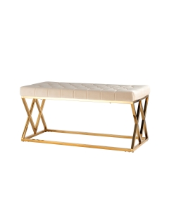 Банкетка-скамейка Stool group ИНСИГНИЯ, вельвет бежевый, сталь золото