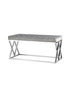 Банкетка-скамейка Stool group ИНСИГНИЯ, вельвет серый, сталь серебро