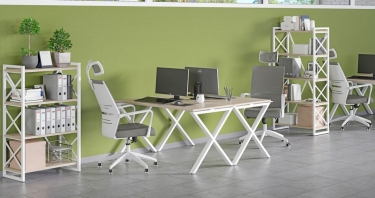 Стол рабочий LOFT VR.L-SRX-3.7 Металл белый Денвер светлый
