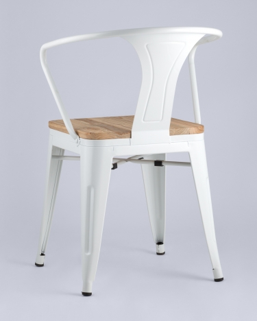 Стул с подлокотниками Tolix Arm Wood Белый