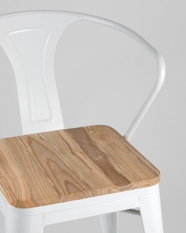 Стул с подлокотниками Tolix Arm Wood Белый