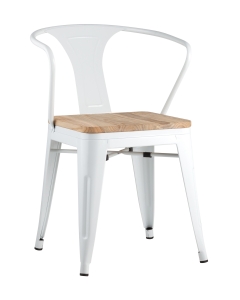 Стул с подлокотниками Tolix Arm Wood Белый