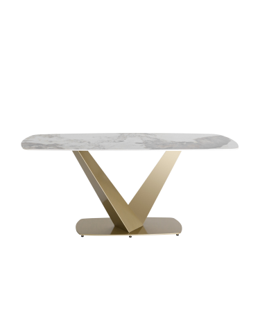 Обеденный стол Stool group Аврора 160x90 Белый мрамор
