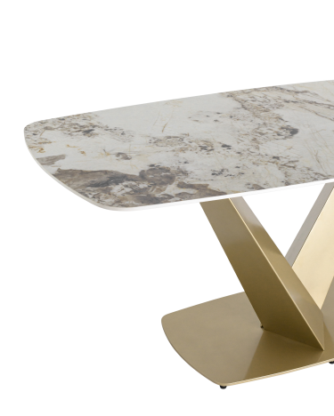 Обеденный стол Stool group Аврора 160x90 Белый мрамор