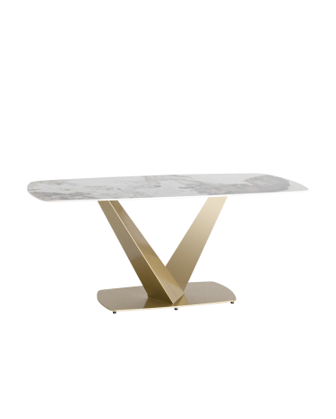 Обеденный стол Stool group Аврора 180x90 Белый мрамор