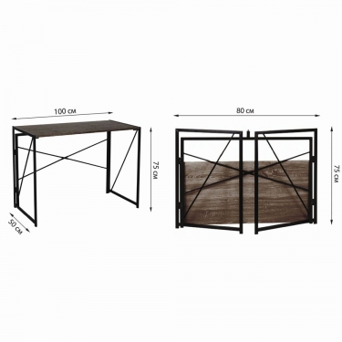 Стол на металлокаркасе BRABIX LOFT CD-002 Мореный дуб
