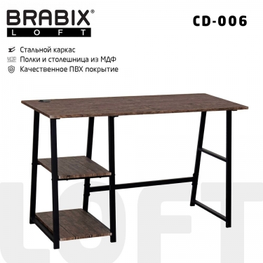 Стол на металлокаркасе BRABIX LOFT CD-006 Мореный дуб