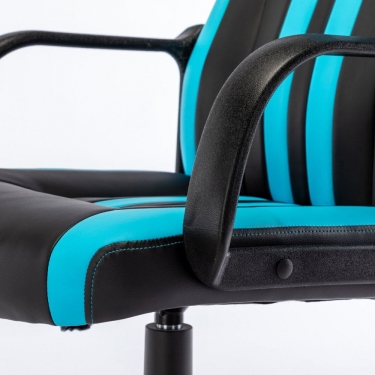 Кресло компьютерное BRABIX Stripe GM-202 экокожа Черный-голубой
