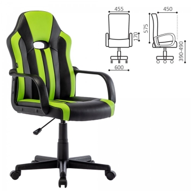 Кресло компьютерное BRABIX Stripe GM-202 экокожа Черный-зеленый