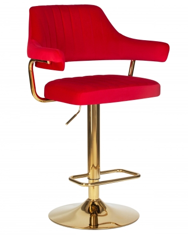 Стул барный DOBRIN CHARLY GOLD Красный велюр MJ9-45