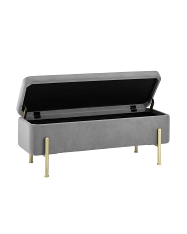 Банкетка Stool group Болейн с ящиком, велюр серый