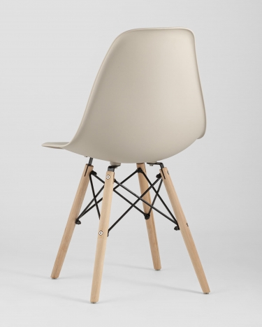 Стул Stool group EAMES, бежево-серый, деревянные ножки