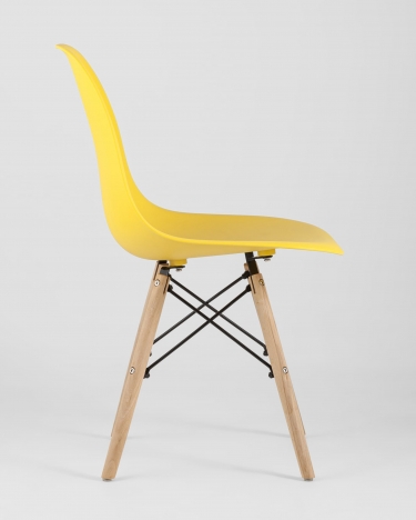 Стул Stool group Eames, желтый, деревянные ножки