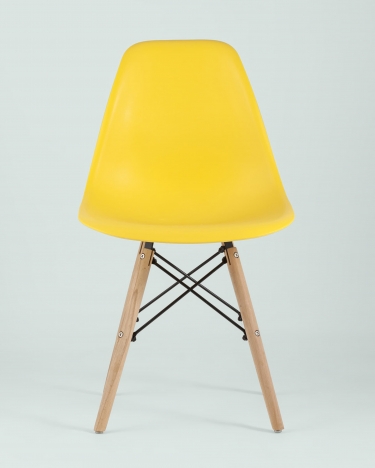 Стул Stool group Eames, желтый, деревянные ножки