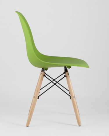 Стул Stool group Eames, зеленый, деревянные ножки