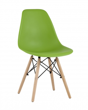 Стул Stool group Eames, зеленый, деревянные ножки