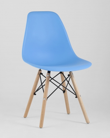 Стул Stool group Eames, голубой, деревянные ножки