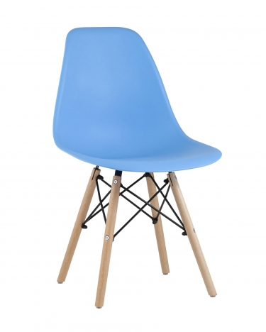 Стул Stool group Eames, голубой, деревянные ножки